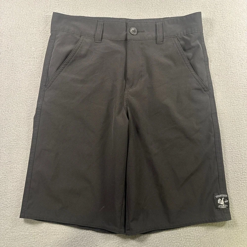 Vans Vanphibian Hybrid Board Shorts Black Boys Size 16 Stretch Quick Dry Swim